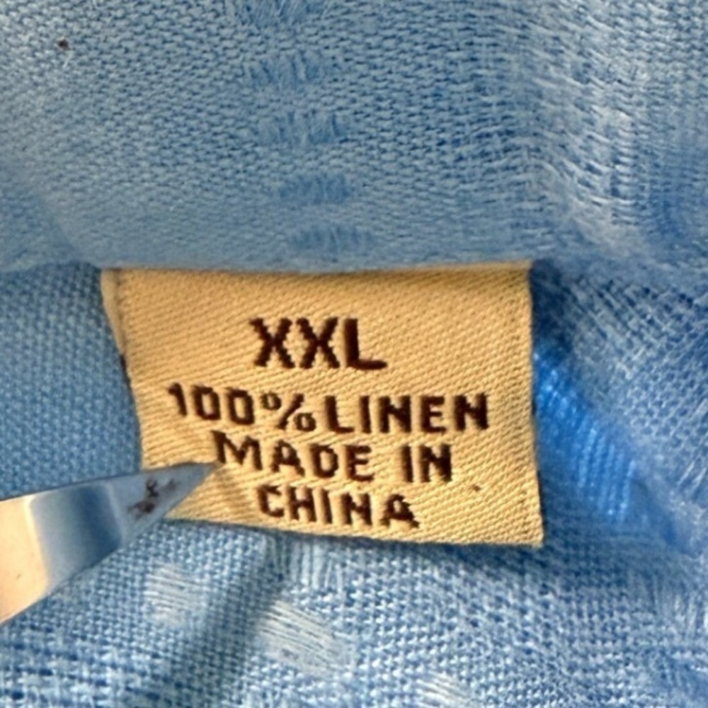 Tommy Bahama 100% Linen Long Sleeve Button Down Shirt Light Blue Size XXL - Picture 7 of 12